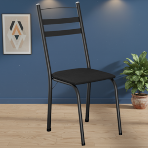 Cadeira Tubular America 061 Preto Assento Preto ARTEF