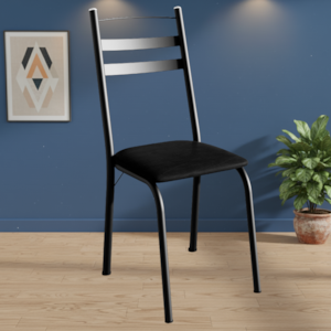 Cadeira Tubular America 061 Preto Assento Preto Brilhante ARTEF