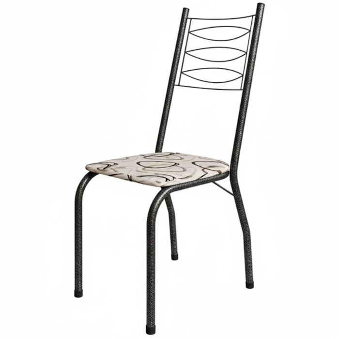 Cadeira Tubular America 062 Cromo Preto Assento Madeira Cedro ARTEF