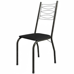 Cadeira Tubular America 062 Cromo Preto Assento Preto ARTEF