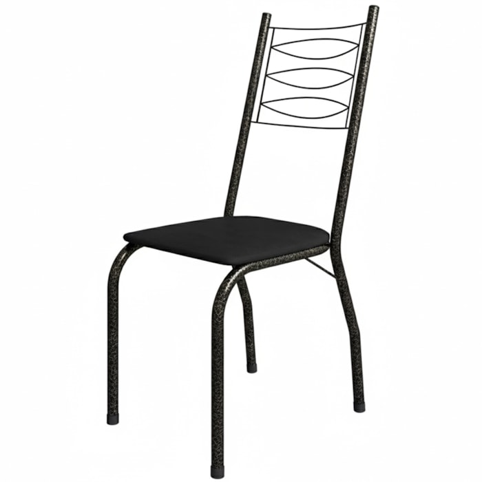 Cadeira Tubular America 062 Cromo Preto Assento Preto ARTEF
