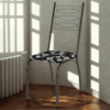 Cadeira Tubular America 062 Cromo Preto Assento Preto Flor ARTEF