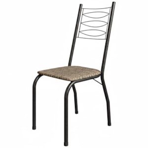 Cadeira Tubular America 062 Cromo Preto Assento Rattan ARTEF