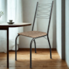 Cadeira Tubular America 062 Cromo Preto Assento Rattan ARTEF