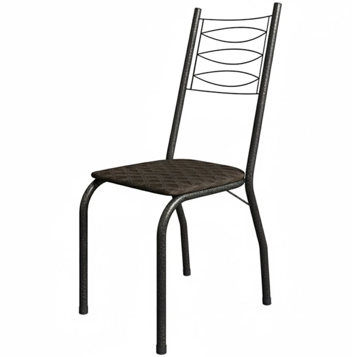 Cadeira Tubular America 062 Cromo Preto Assento Tecelão Cacau ARTEF