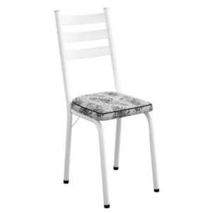 Cadeira Tubular Europa 118 Branco Assento Floral Cinza ARTEF