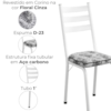 Cadeira Tubular Europa 118 Branco Assento Floral Cinza ARTEF