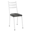 Cadeira Tubular Europa 118 Branco Assento Floral Dourado ARTEF