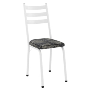 Cadeira Tubular Europa 118 Branco Assento Floral Dourado ARTEF