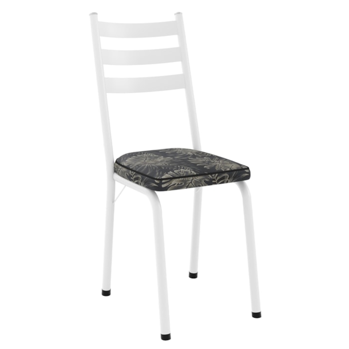 Cadeira Tubular Europa 118 Branco Assento Floral Dourado ARTEF