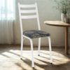 Cadeira Tubular Europa 118 Branco Assento Floral Dourado ARTEF