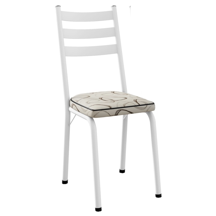 Cadeira Tubular Europa 118 Branco Assento Madeira Cedro ARTEF