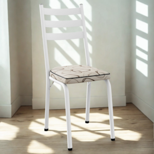 Cadeira Tubular Europa 118 Branco Assento Madeira Cedro ARTEF