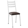 Cadeira Tubular Europa 118 Branco Assento Madeira Imbuia ARTEF