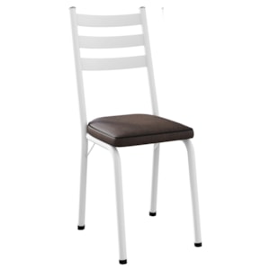 Cadeira Tubular Europa 118 Branco Assento Madeira Imbuia ARTEF
