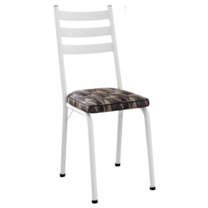 Cadeira Tubular Europa 118 Branco Assento Mosaico Palha ARTEF