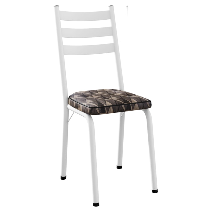 Cadeira Tubular Europa 118 Branco Assento Mosaico Palha ARTEF