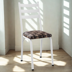 Cadeira Tubular Europa 118 Branco Assento Mosaico Palha ARTEF