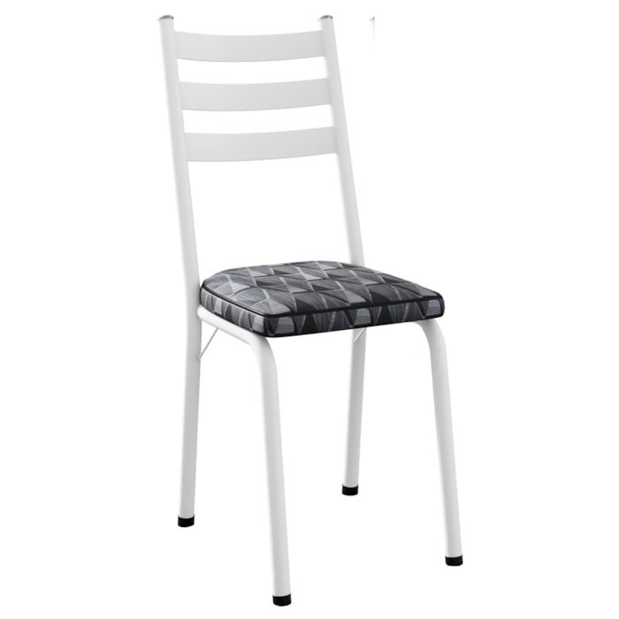 Cadeira Tubular Europa 118 Branco Assento Mosaico Silver ARTEF