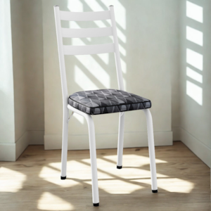 Cadeira Tubular Europa 118 Branco Assento Mosaico Silver ARTEF