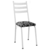 Cadeira Tubular Europa 118 Branco Assento Preto Flor ARTEF