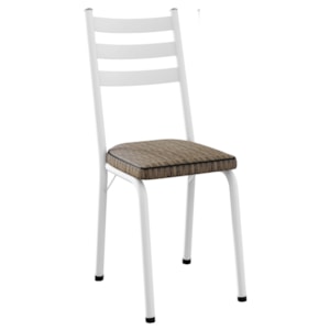 Cadeira Tubular Europa 118 Branco Assento Rattan ARTEF