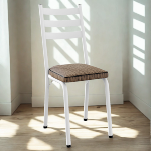 Cadeira Tubular Europa 118 Branco Assento Rattan ARTEF