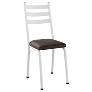 Cadeira Tubular Europa 118 Branco Assento Tecelão Cacau ARTEF