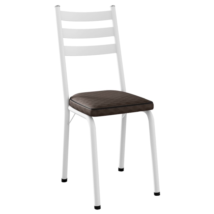 Cadeira Tubular Europa 118 Branco Assento Tecelão Cacau ARTEF