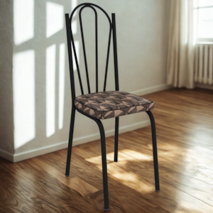 Cadeira Tubular Europa 121 Preto Assento Mosaico Palha ARTEF