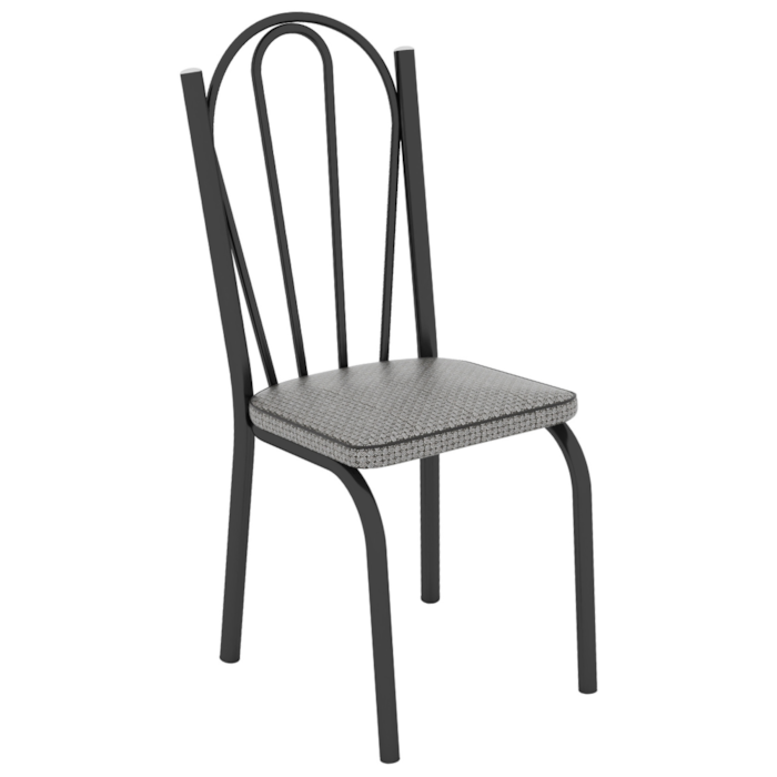 Cadeira Tubular Europa 121 Preto Assento Platina ARTEF