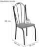 Cadeira Tubular Europa 121 Preto Assento Platina ARTEF