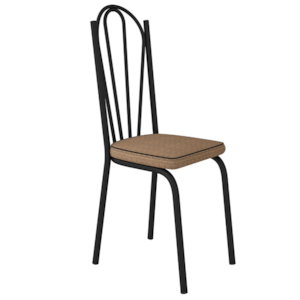 Cadeira Tubular Europa 121 Preto Assento Rattan ARTEF