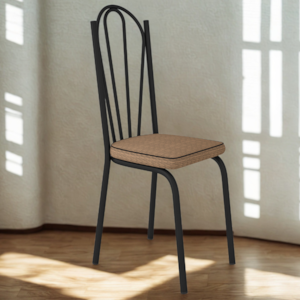 Cadeira Tubular Europa 121 Preto Assento Rattan ARTEF