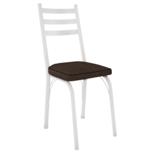 Cadeira Tubular Europa 141 Branco Assento Madeira Imbuia ARTEF
