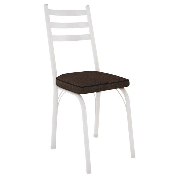 Cadeira Tubular Europa 141 Branco Assento Madeira Imbuia ARTEF