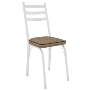 Cadeira Tubular Europa 141 Branco Assento Rattan ARTEF
