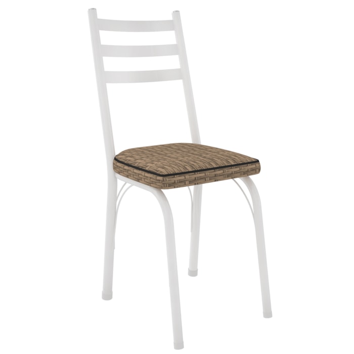 Cadeira Tubular Europa 141 Branco Assento Rattan ARTEF