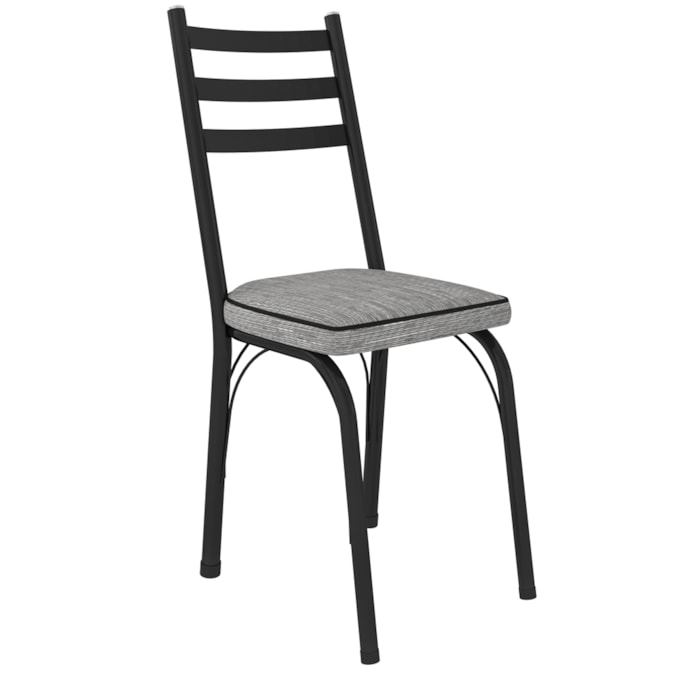 Cadeira Tubular Europa 141 Preto Assento Grafiato ARTEF