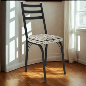 Cadeira Tubular Europa 141 Preto Assento Madeira Cedro ARTEF