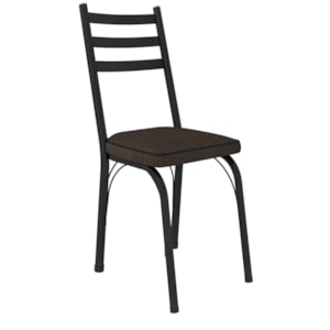 Cadeira Tubular Europa 141 Preto Assento Madeira Imbuia ARTEF