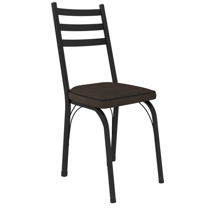 Cadeira Tubular Europa 141 Preto Assento Madeira Imbuia ARTEF