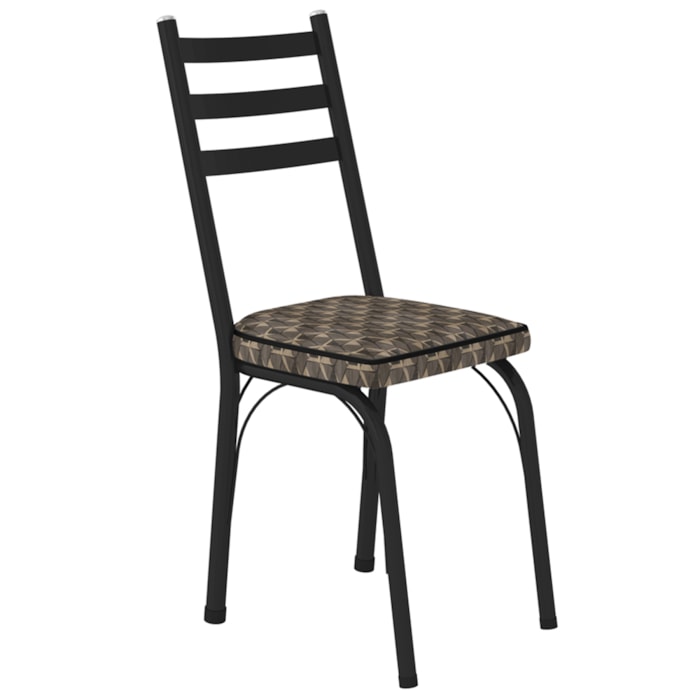 Cadeira Tubular Europa 141 Preto Assento Mosaico Palha ARTEF