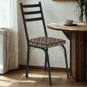 Cadeira Tubular Europa 141 Preto Assento Mosaico Palha ARTEF