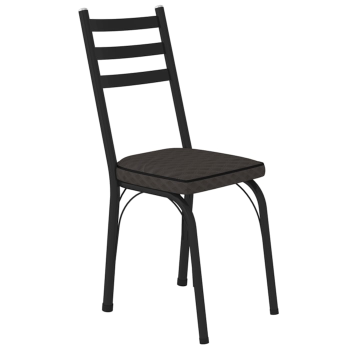 Cadeira Tubular Europa 141 Preto Assento Tecelão Cacau ARTEF