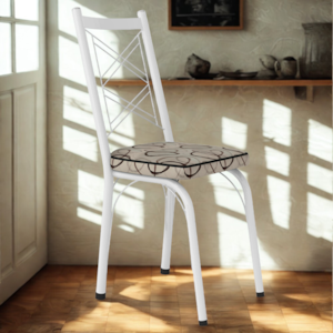 Cadeira Tubular Europa 143 Branco Assento Madeira Cedro ARTEF