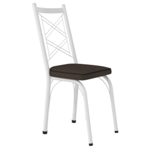 Cadeira Tubular Europa 143 Branco Assento Madeira Imbuia ARTEF