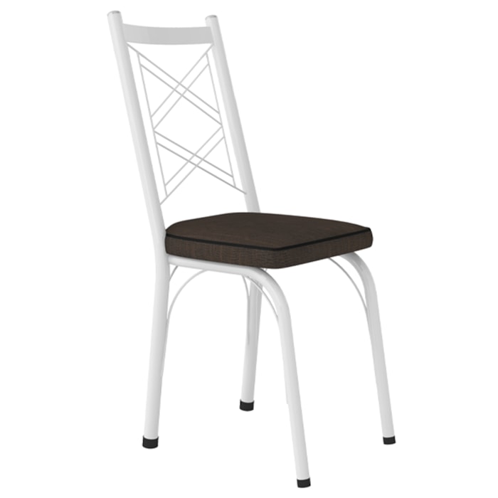 Cadeira Tubular Europa 143 Branco Assento Madeira Imbuia ARTEF