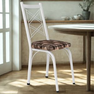 Cadeira Tubular Europa 143 Branco Assento Mosaico Palha ARTEF