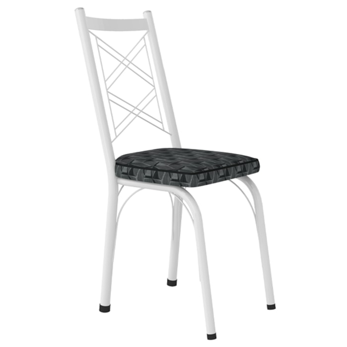 Cadeira Tubular Europa 143 Branco Assento Mosaico Silver ARTEF